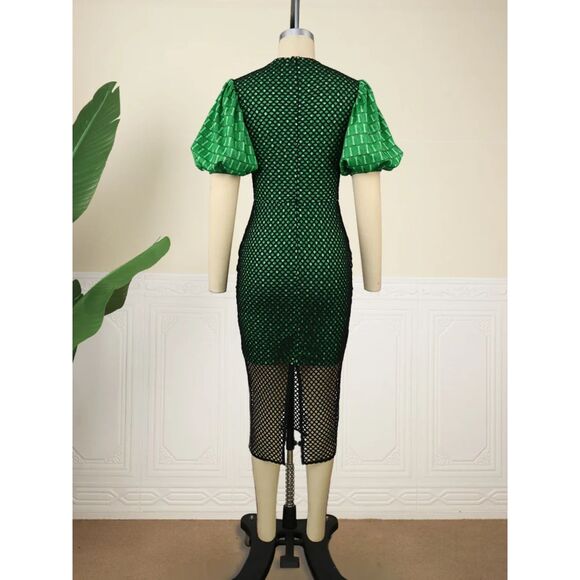 Aomei Multimedia Puff Sleve Fishnet Dress Size Small - Picture 10 of 10
